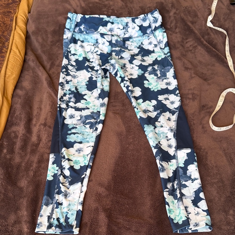 Jockey Navy Floral Print Ankle Length Leggings